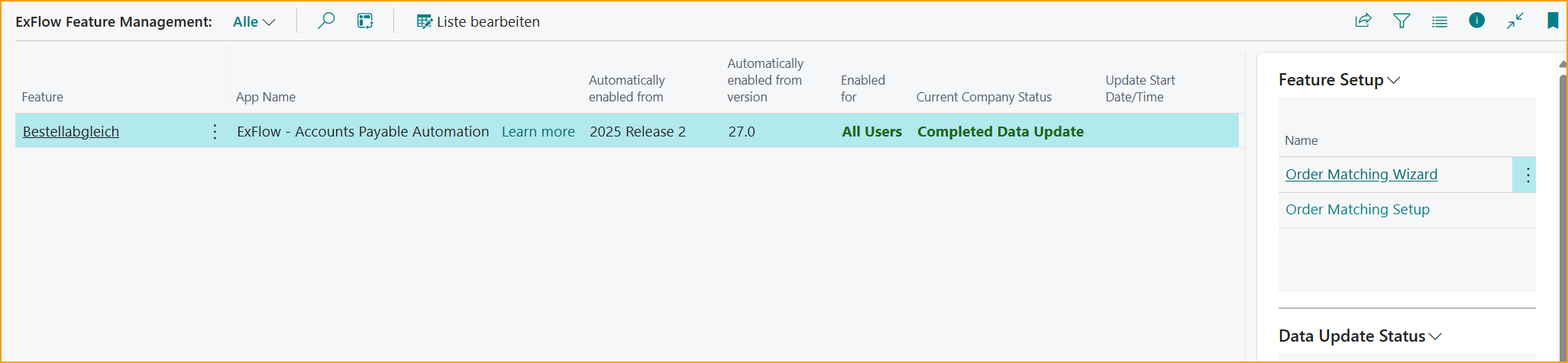 ExFlow Import Journal - Auftragsnr.