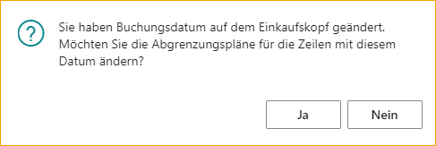 Nachricht beim Stapelweise Erstellen von Einkaufsdokumenten