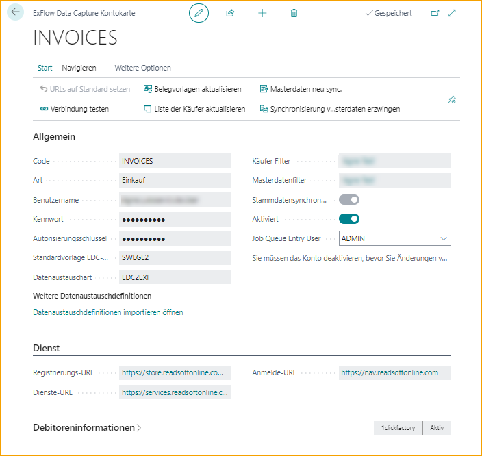 ExFlow-Datenerfassungskonto