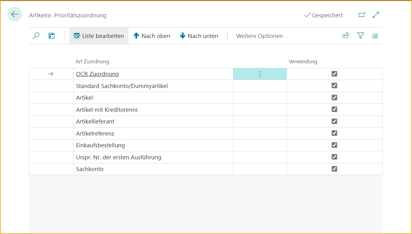 Artikel-Nr. Abgleich-Priorität