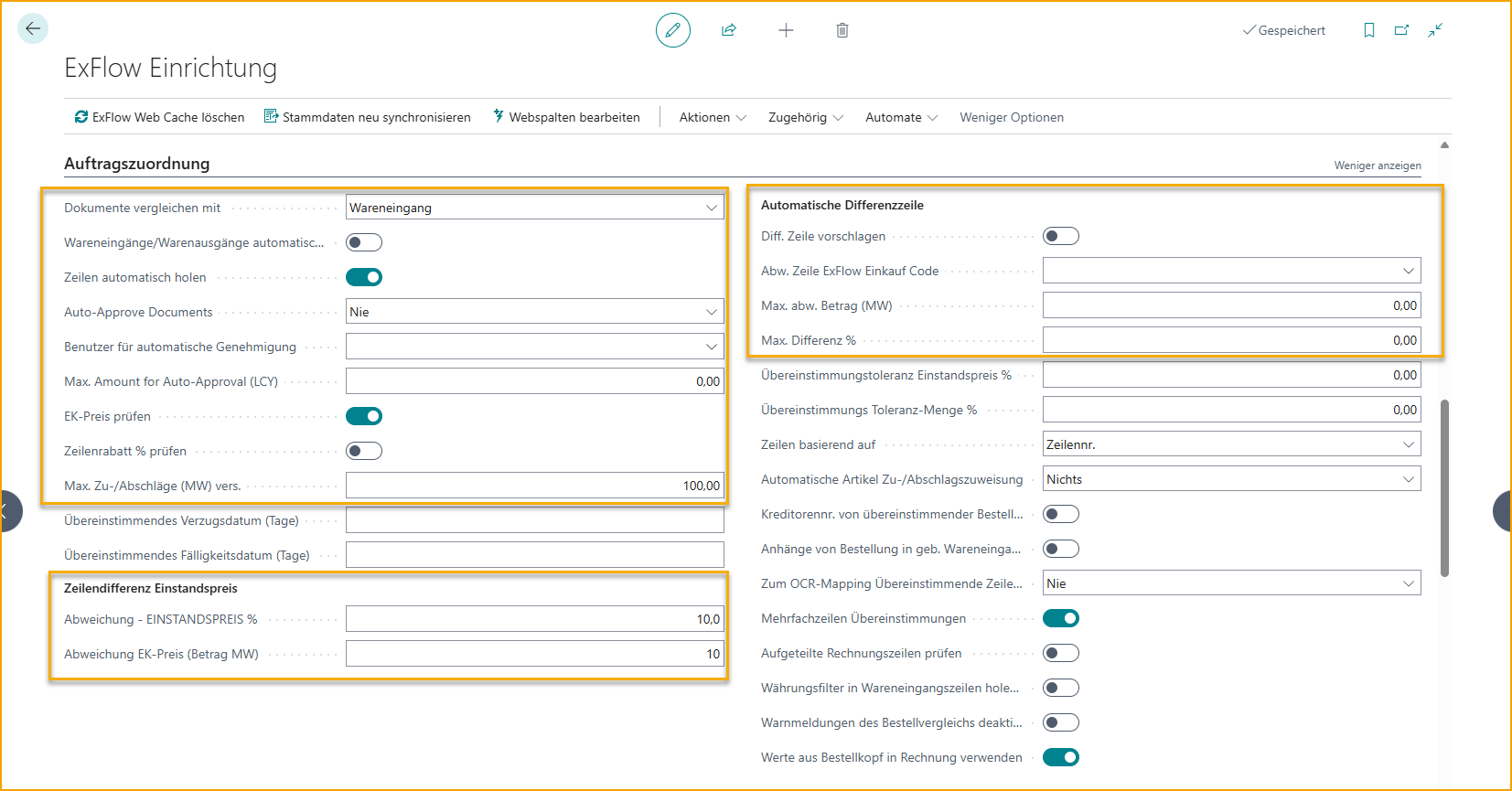 Auftragsabgleich-Assistent – ExFlow Setup