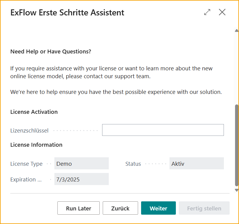Erste Schritte-Assistent 