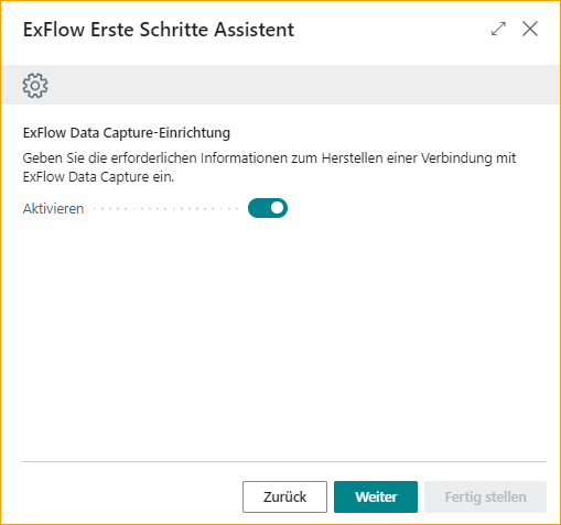 Erste Schritte-Assistent – ExFlow-Datenerfassung