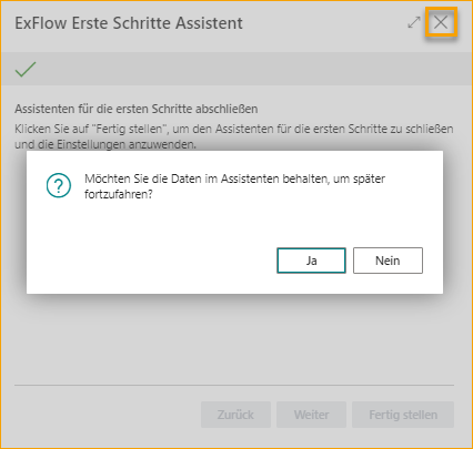 Erste Schritte-Assistent – Daten behalten