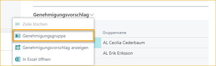 ExFlow Import-Journal, FactBox, Genehmigungsvorschlag