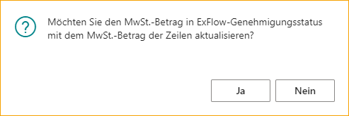 Einkaufsrechnung oder Gutschriftkarte - Mehrwertsteuerbetrag aktualisieren