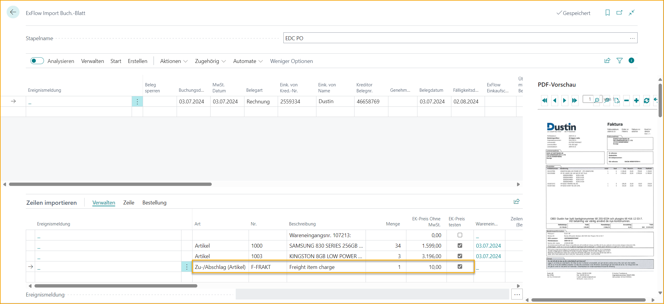 ExFlow Import Journal