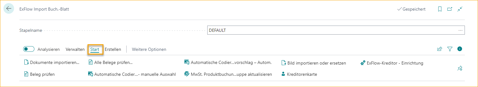 ExFlow Import-Journal - Start
