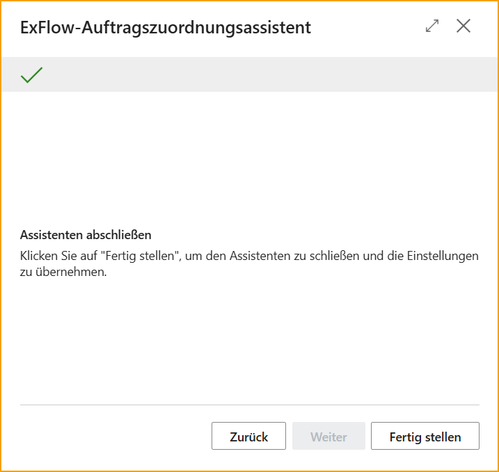 Auftragsabgleich-Assistent – Assistent abschließen