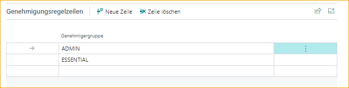 ExFlow OMNI Genehmigungsregel - Genehmigungsregel-Zeilen