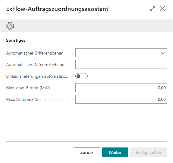 Auftragsabgleich-Assistent - Sonstiges