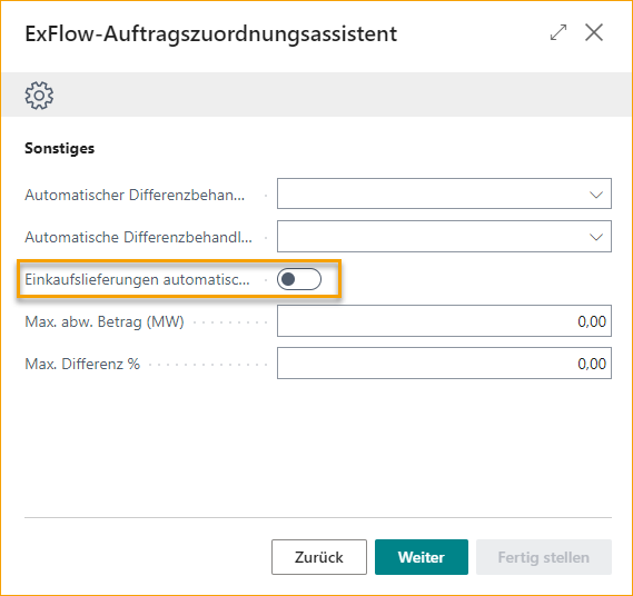 Auftragsabgleich-Assistent – Automatisches Buchen von Wareneingängen