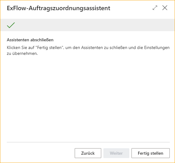 Auftragsabgleich-Assistent – Assistent abschließen