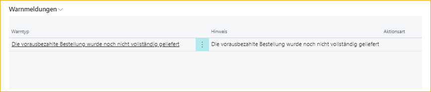 ExFlow Importjournal - Warnmeldung für teilweise übereinstimmende 100% Vorauszahlungsbestellungen