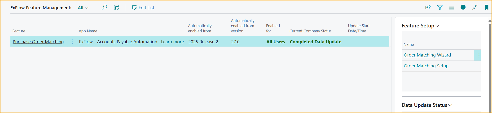 ExFlow Import Journal - Order No.