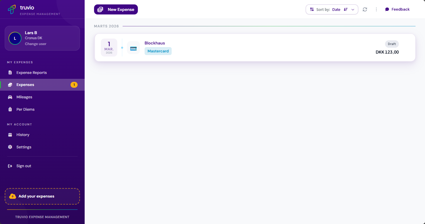 Truvio Expense Management web portal bordered