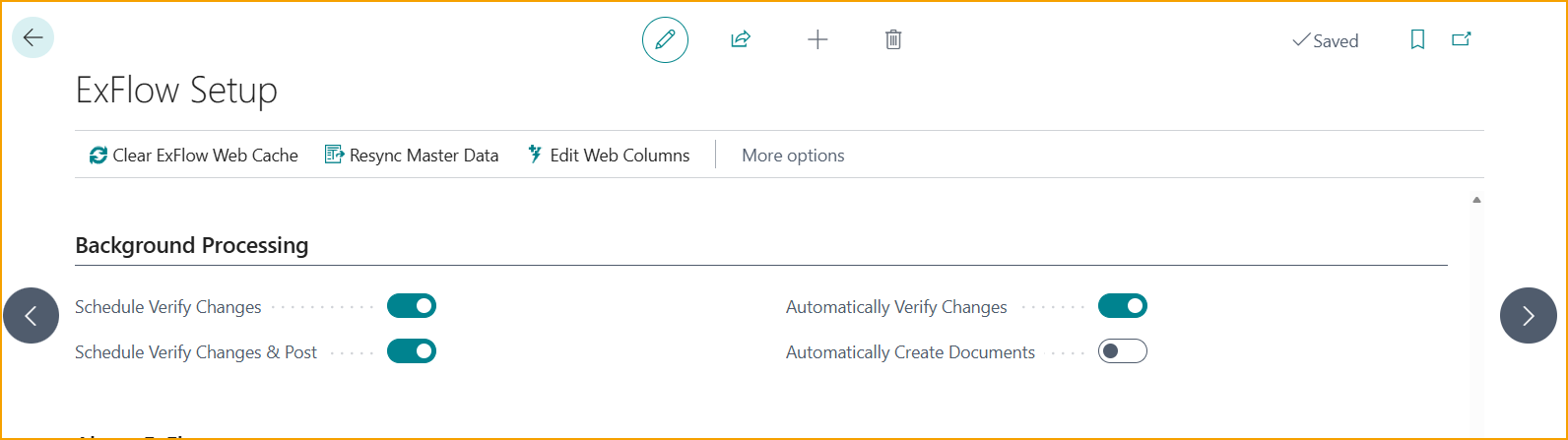 ExFlow Setup - Verify Changes Done Automatically