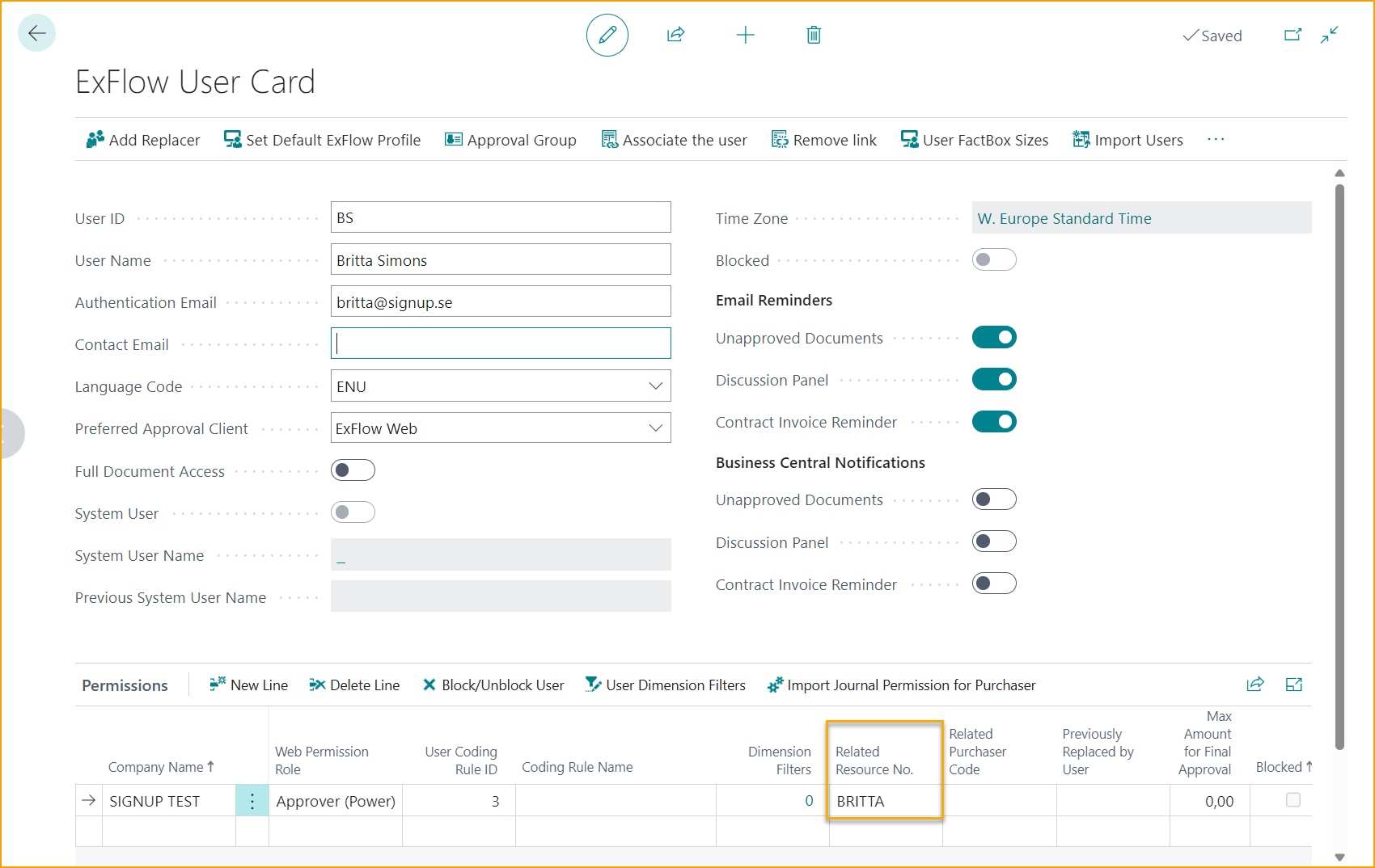 Usuario de ExFlow - Recurso