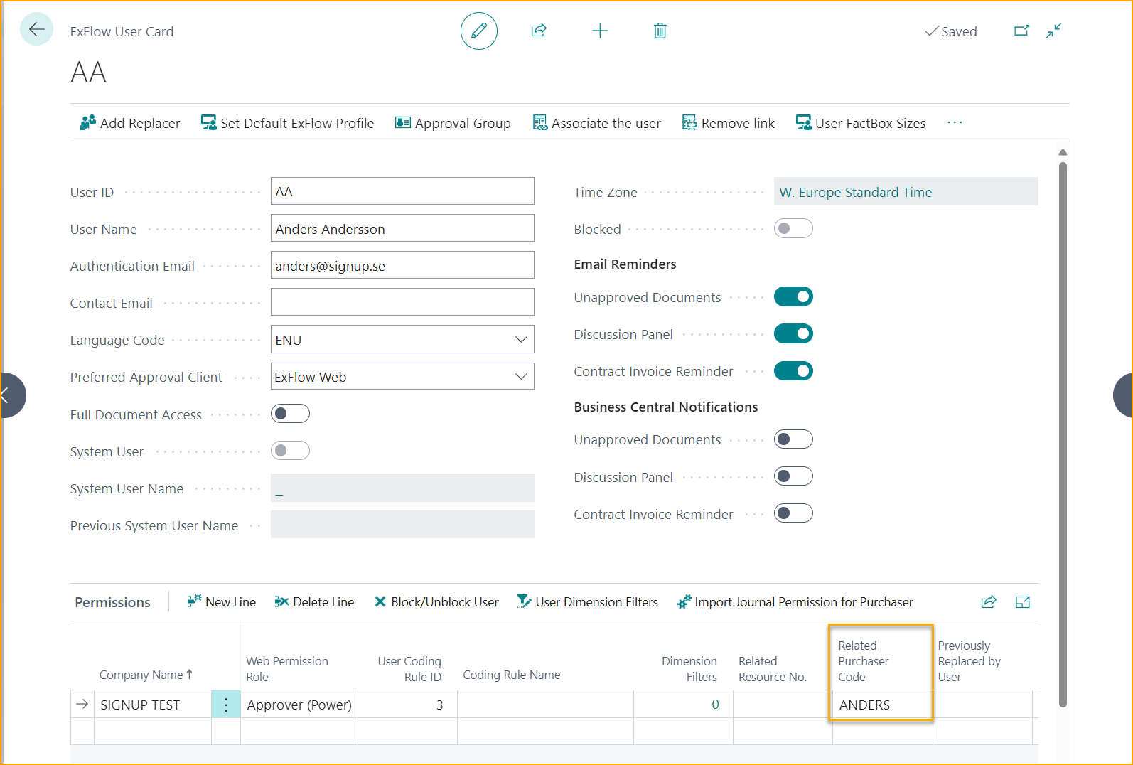 Usuario de ExFlow - Código de Comprador Relacionado