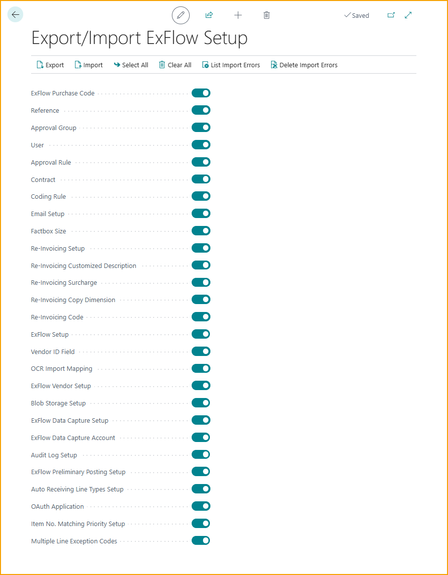 Exportar/Importar Configuración