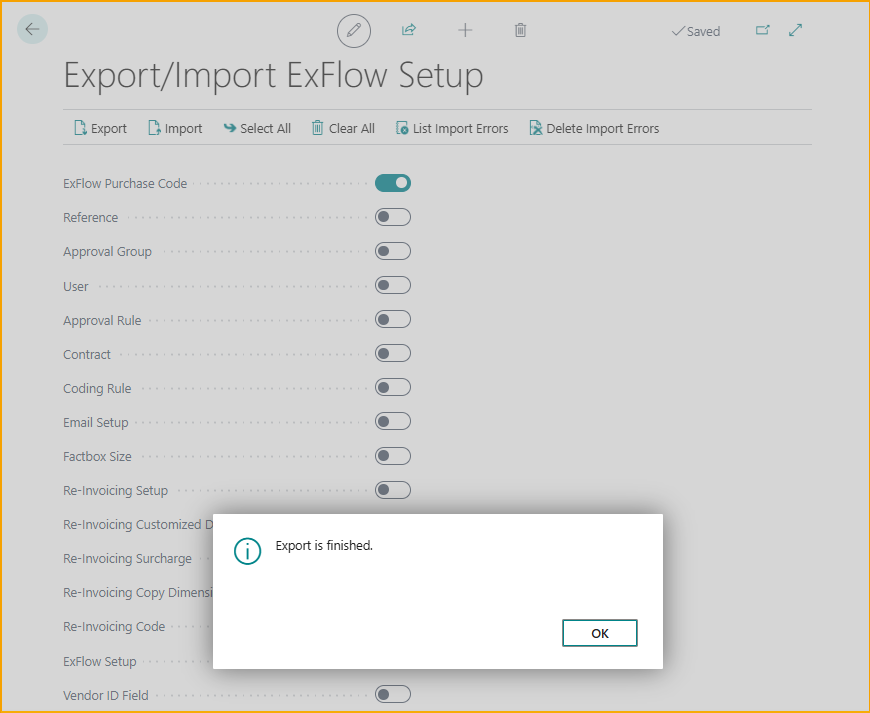 Exportar/Importar Configuración