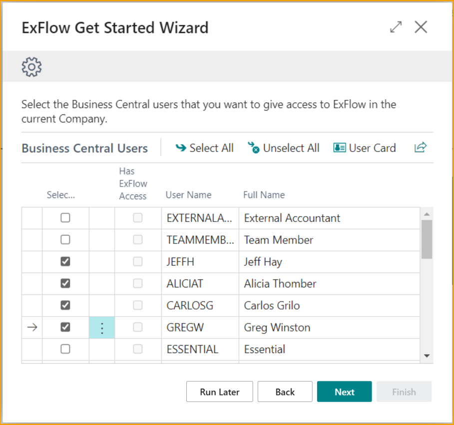 Get Started Wizard - Business Central Users