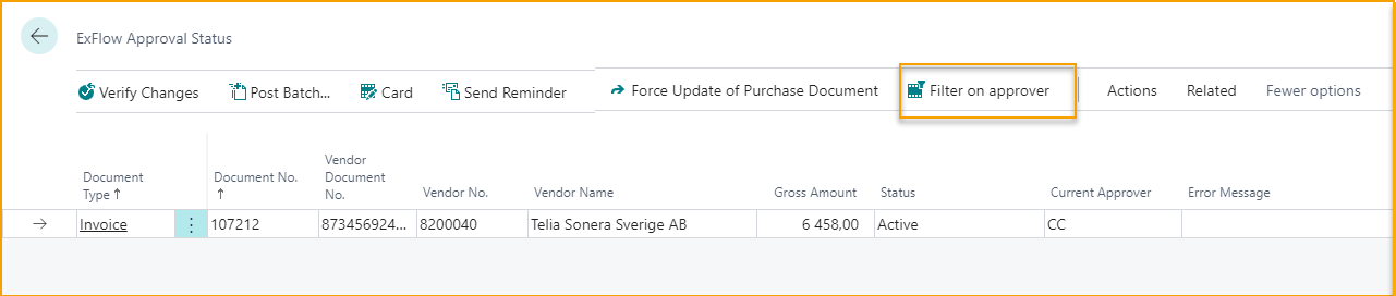 ExFlow Approval Status- Filter on approver