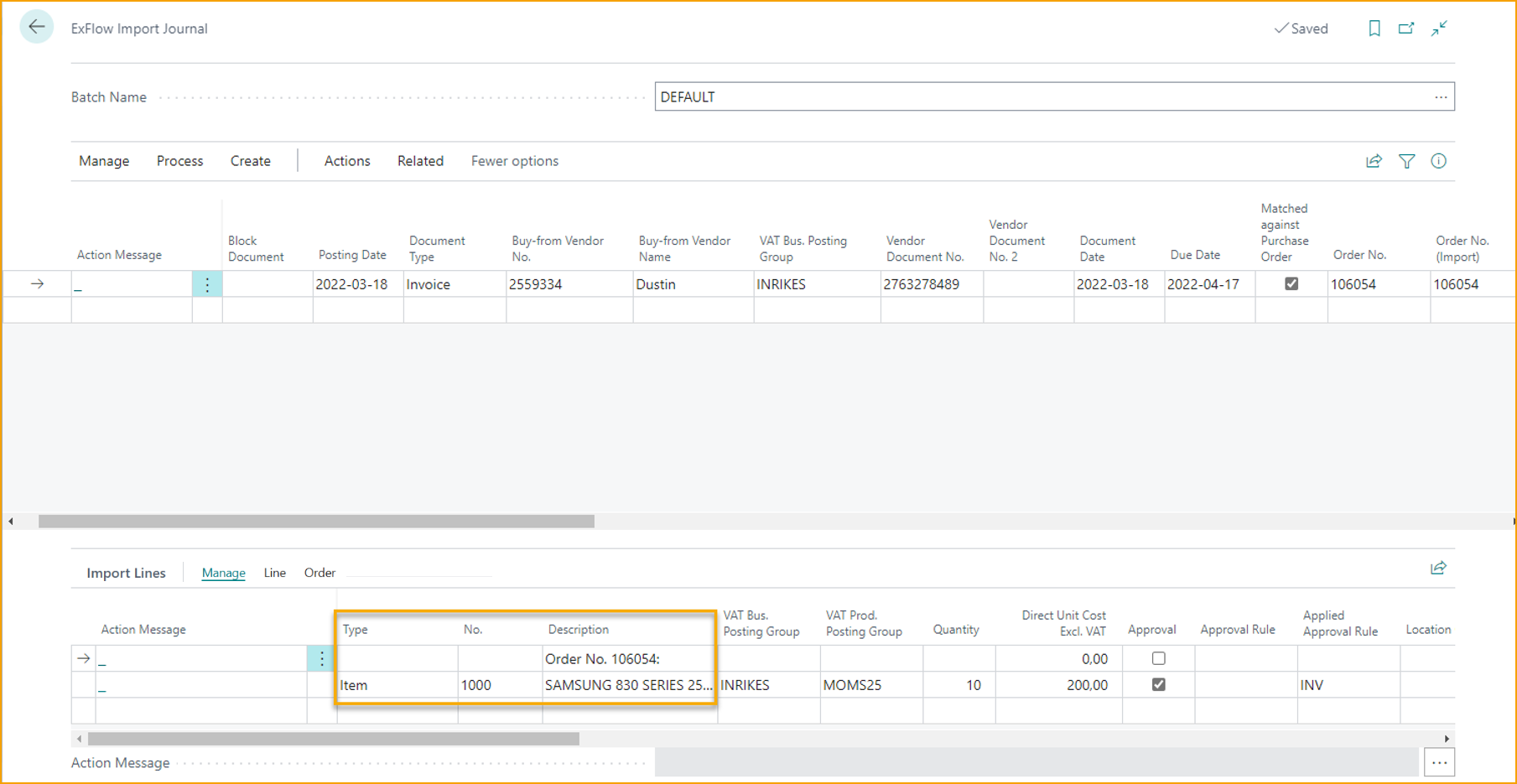 ExFlow Import Journal