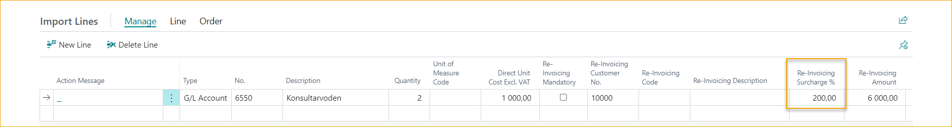 Líneas del Diario de Importación de ExFlow