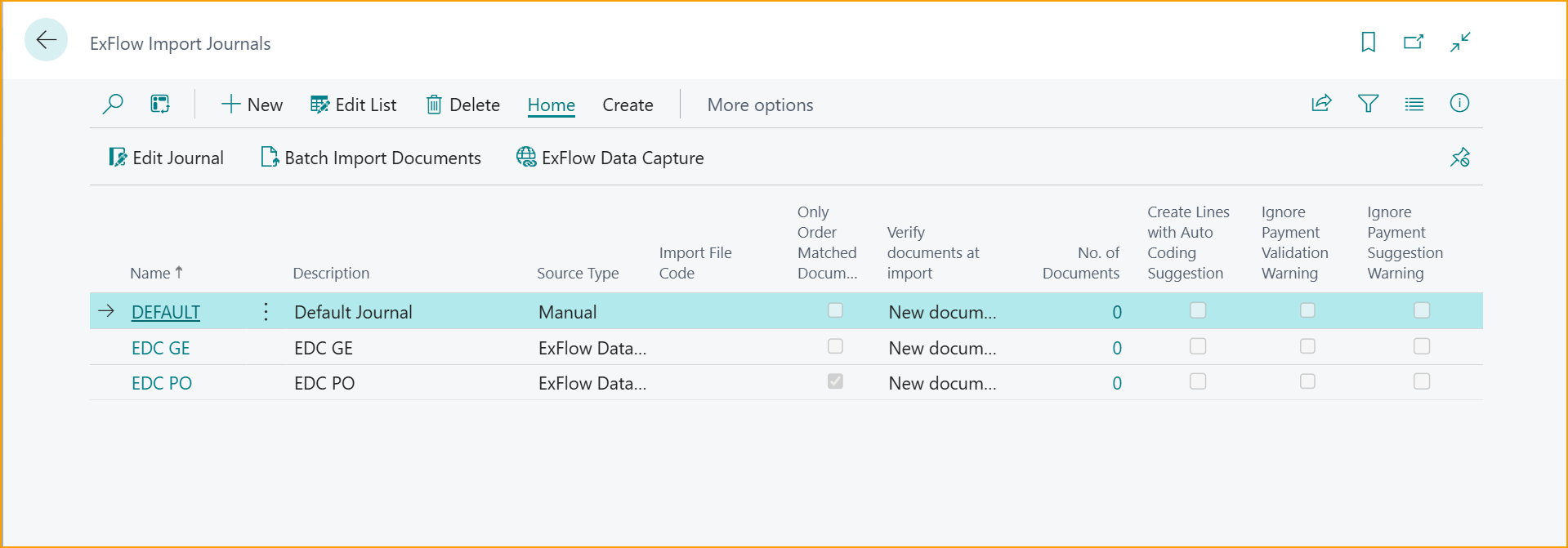 ExFlow Import Journals