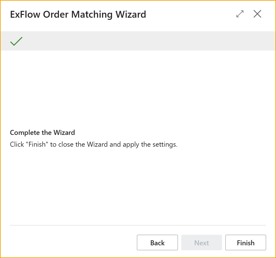 Order Matching Wizard – Complete the Wizard