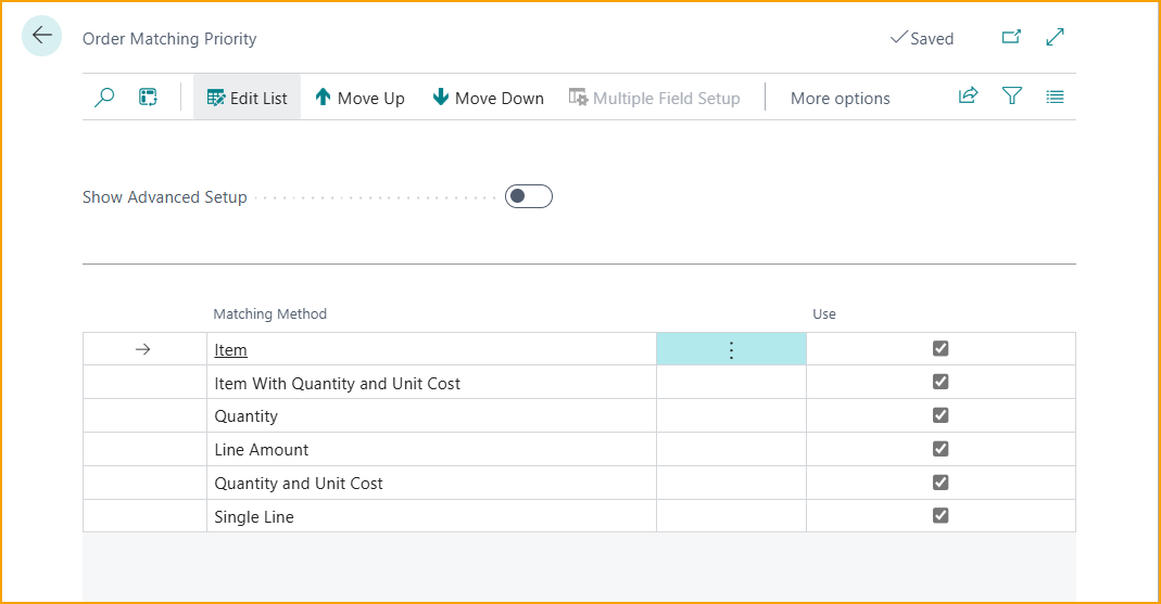 Item No. Matching Priority