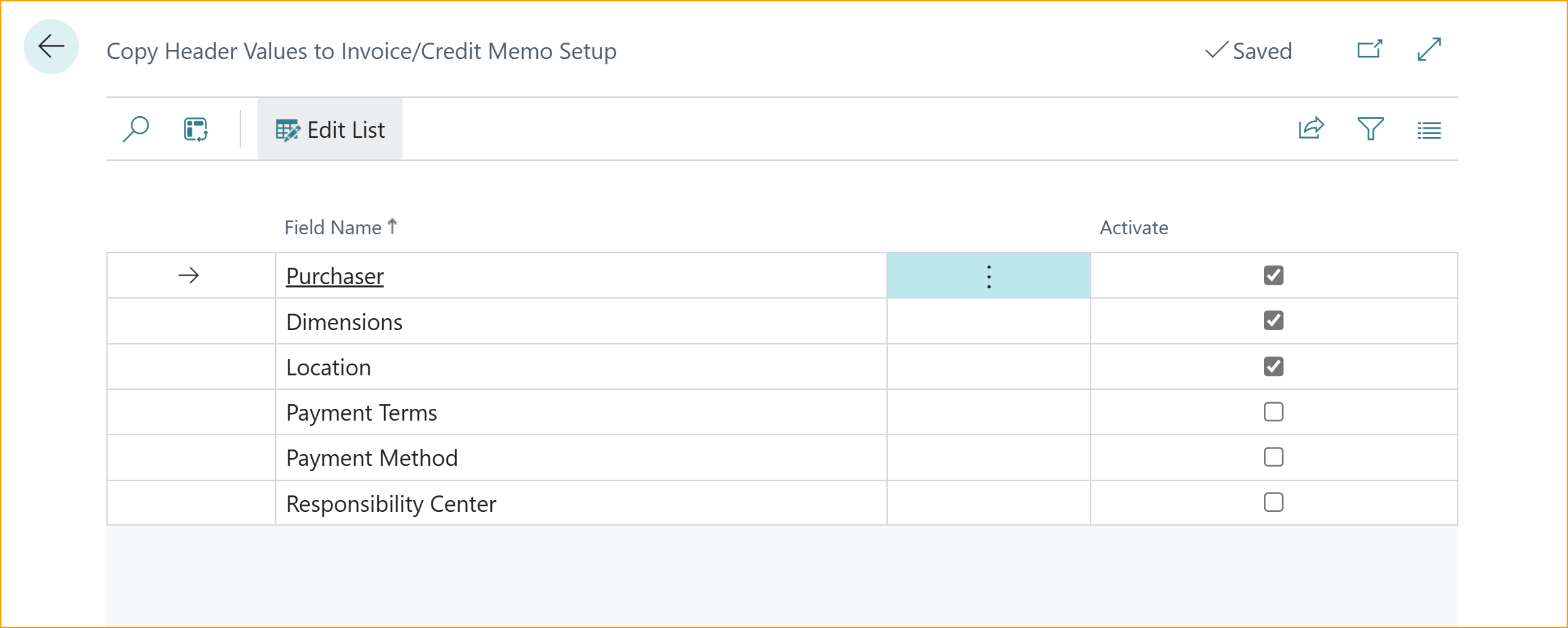 Copy Purchase Order Header – Setup