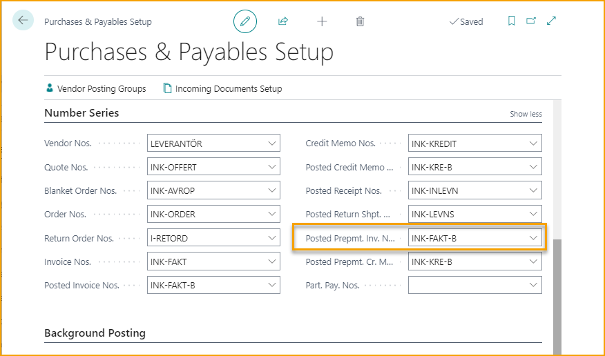 Purchases & Payables Setup - Number Series