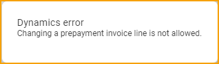 ExFlow Web - Prepayment error message
